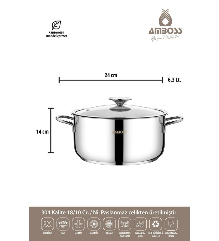 سرویس قابلمه استیل ۸ پارچه Amboss ترکیه کد 0700