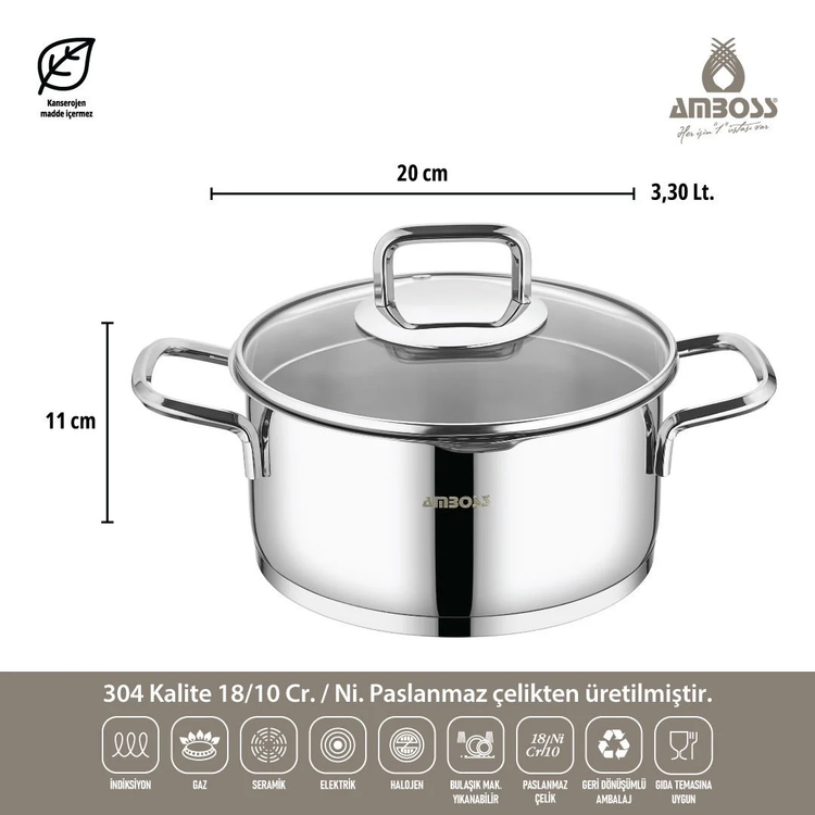 سرویس قابلمه استیل ۸ پارچه Amboss ترکیه کد 6572