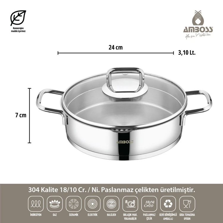 سرویس قابلمه استیل ۸ پارچه Amboss ترکیه کد 6572