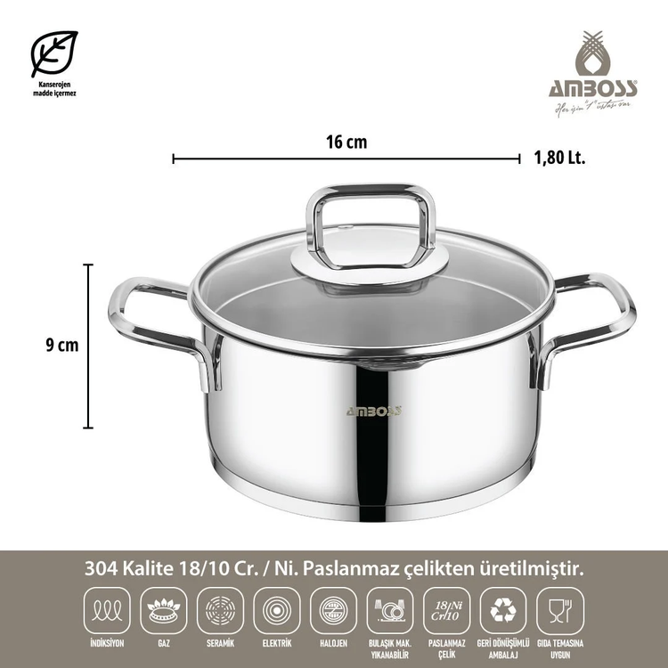 سرویس قابلمه استیل ۸ پارچه Amboss ترکیه کد 6572