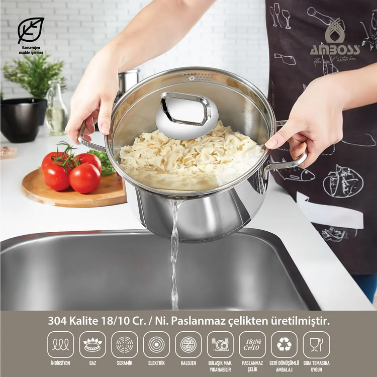 سرویس قابلمه استیل ۸ پارچه Amboss ترکیه کد 6572