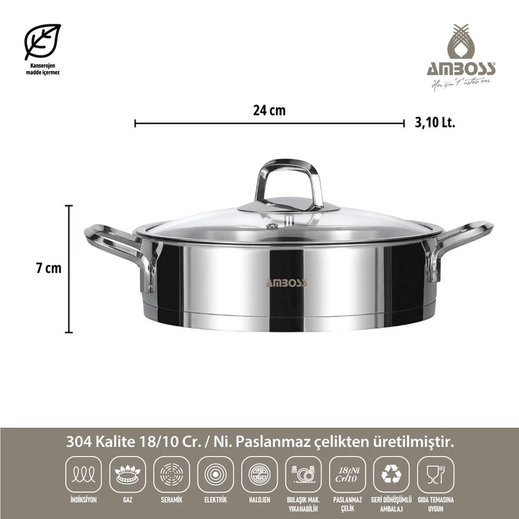 سرویس قابلمه استیل ۸ پارچه Amboss ترکیه کد 4004