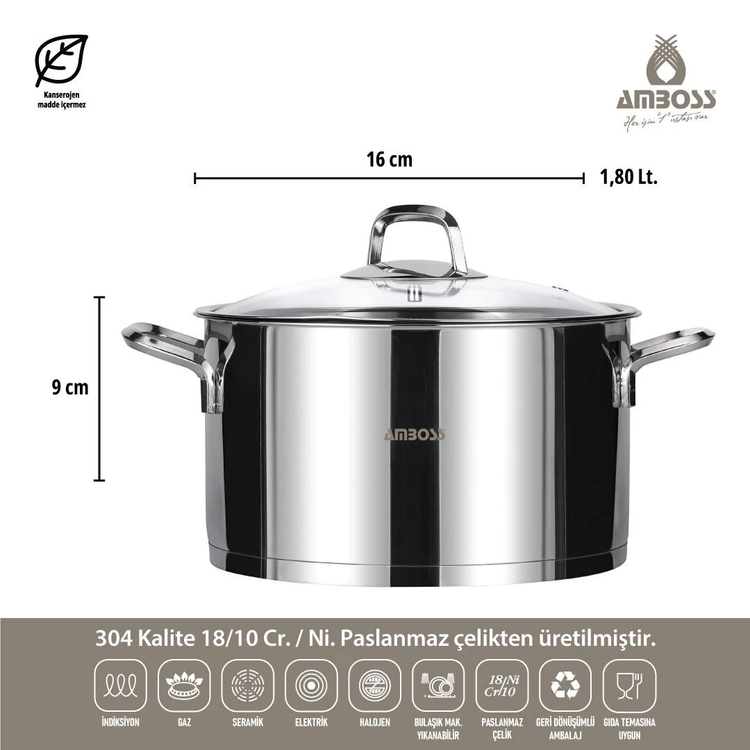 سرویس قابلمه استیل ۸ پارچه Amboss ترکیه کد 4004
